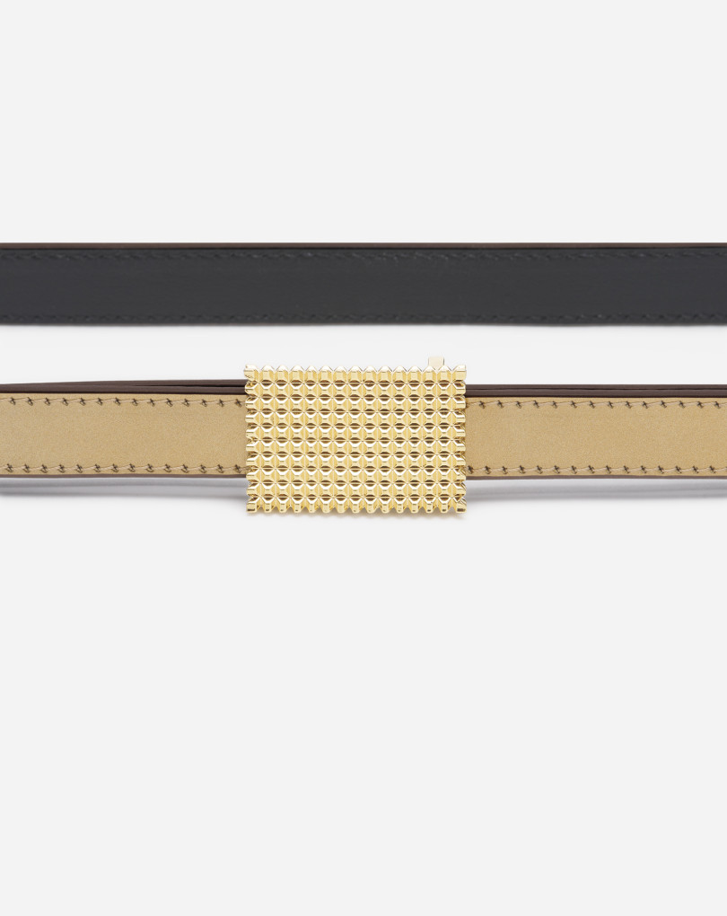 CEINTURE DOUBLE CONCERTO EN CUIR METALLISÉ