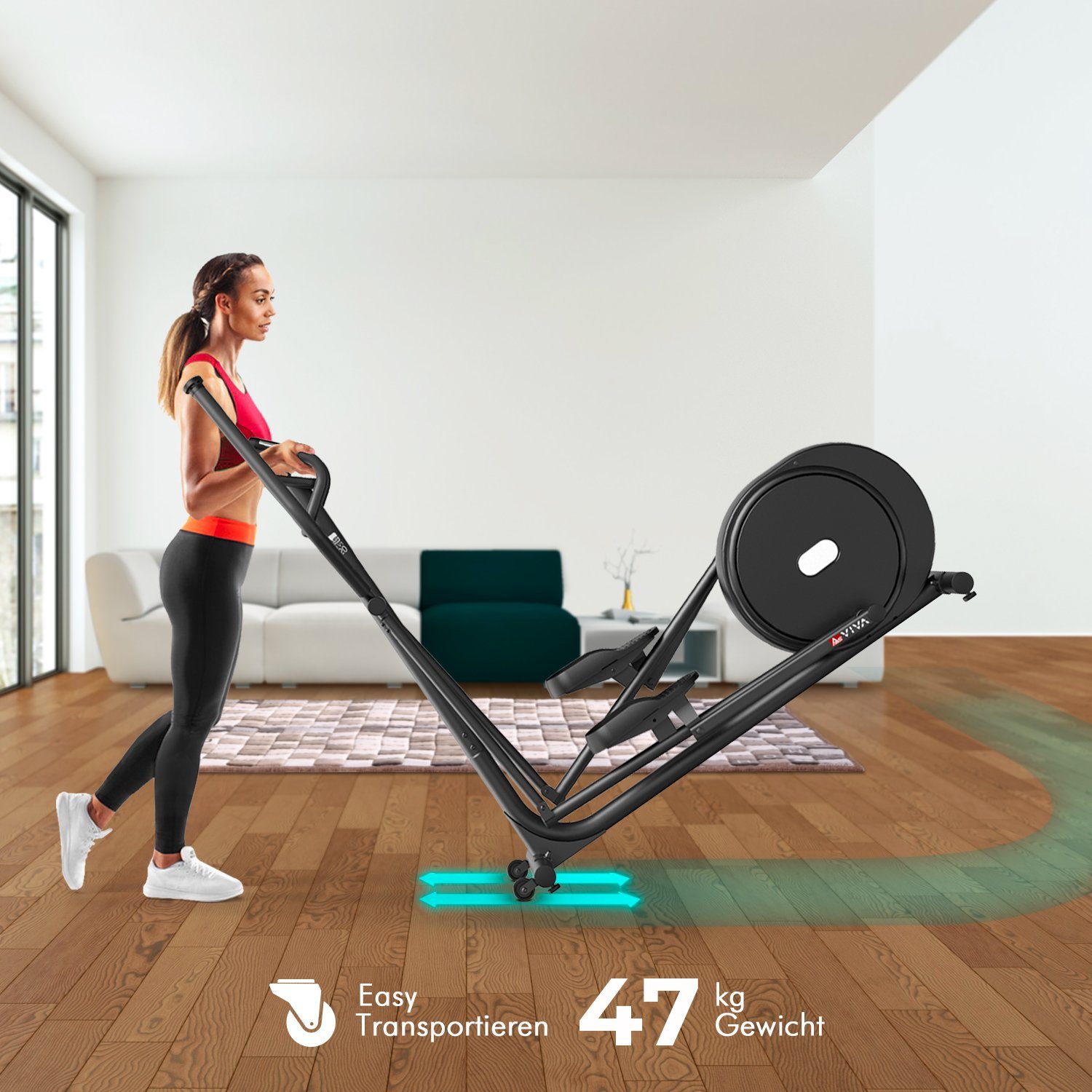 AsVIVA Crosstrainer-Ergometer AsVIVA C29 Bluetooth, Tablet- bzw. Smartphonehalterung, Fitness-App kompatibel