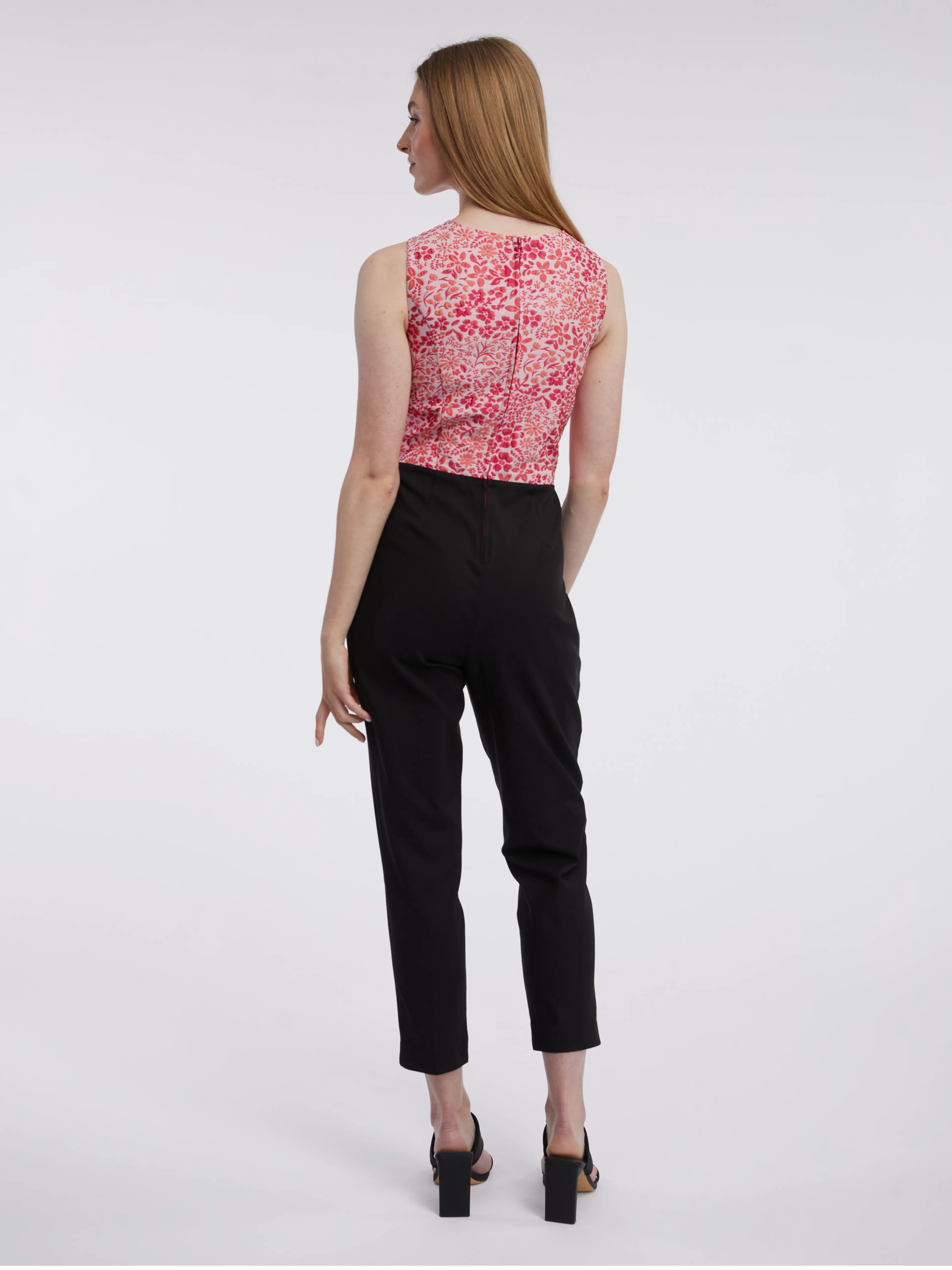 Rosa und schwarzer geblümter Damen-Jumpsuit ORSAY