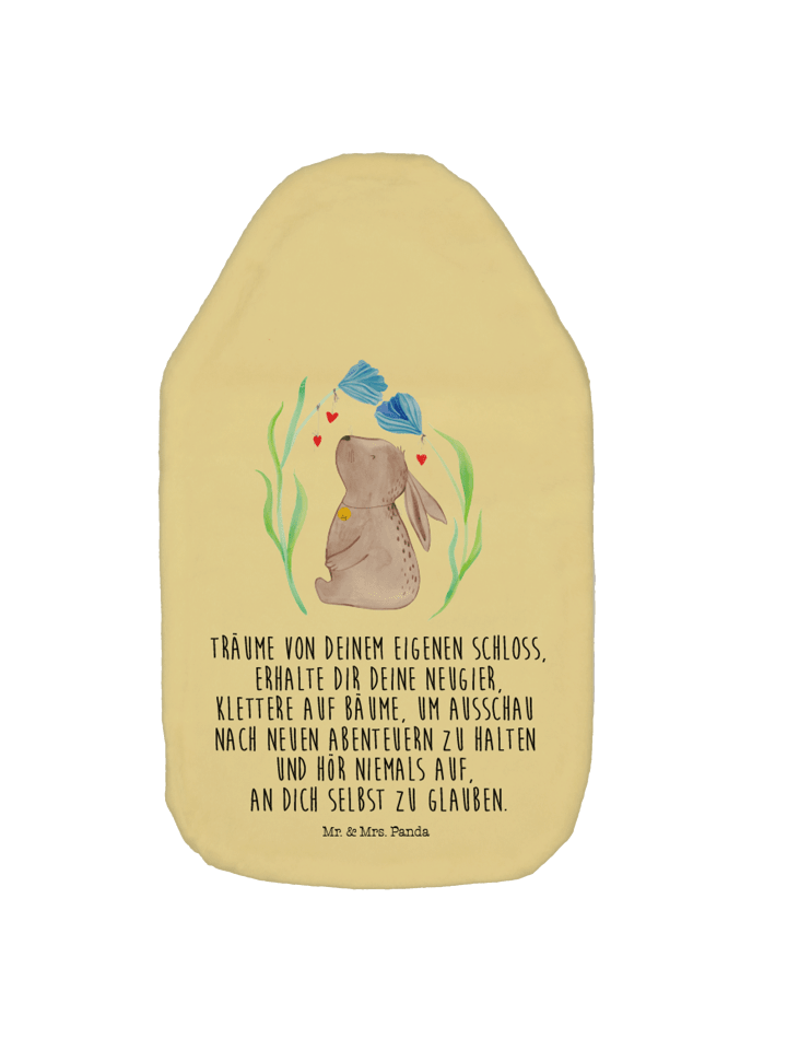 Mr. & Mrs. Panda Wärmflasche Hase Blume mit Spruch in Gelb Pastell günstig kaufen onesize