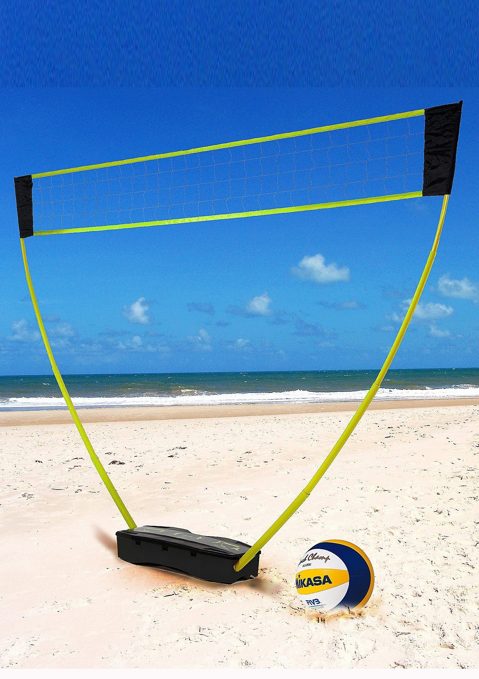 Hammer Tennisnetz (Tragekoffer, Netze, Teleskop Netzpfosten, Bodenanker), 3in1 Netz-Set für Badminton, Tennis und Volleyball