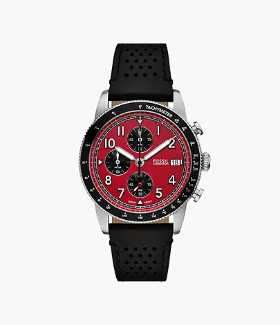 Fossil Uhr Chronograph Sport Tourer Leder schwarz