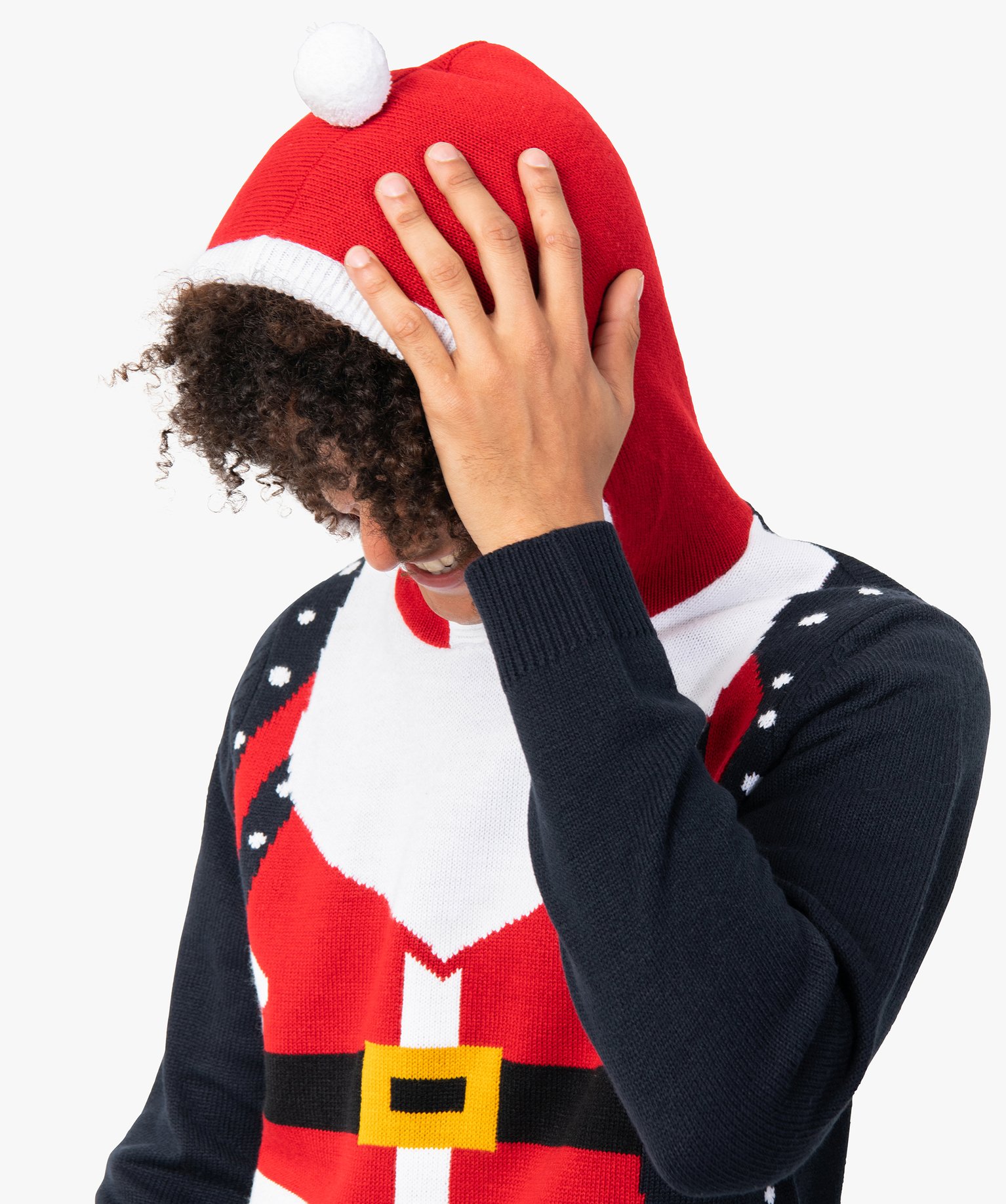 Pull de Nol homme à capuche avec Père Nol bleu | GEMO