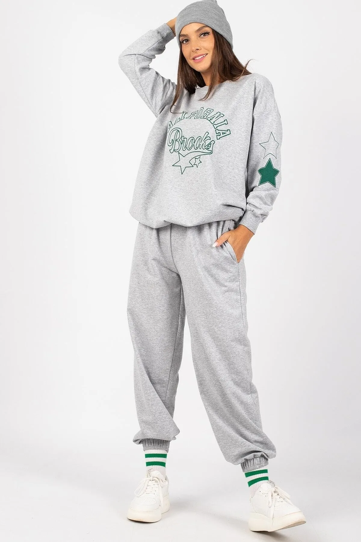 armonika  Graue Damen-Jogginghose mit Taschen, elastischem Bund und Beinen, Arm-22Y024062