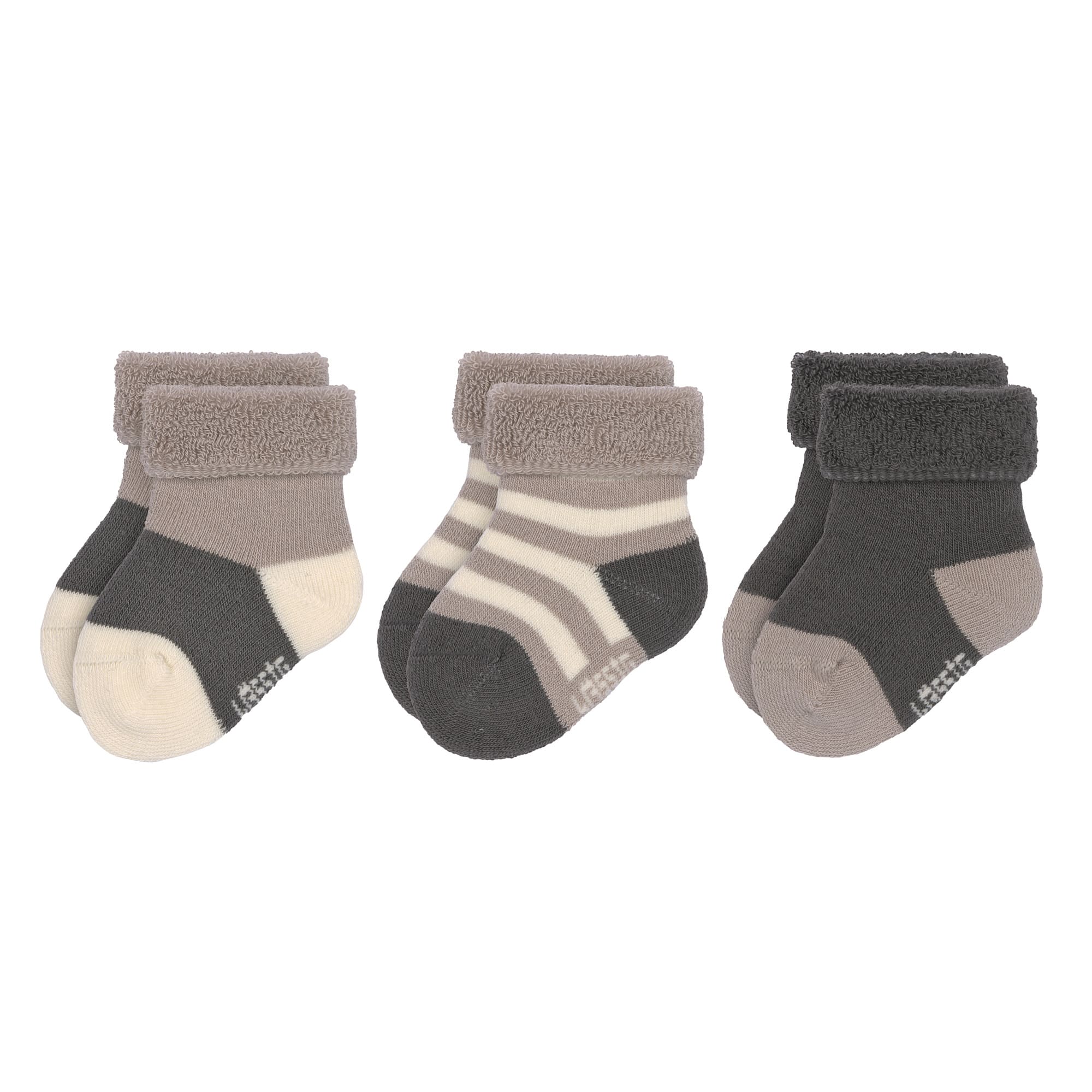 Frottee Socken Kinder (3er Set), Anthrazit Taupe