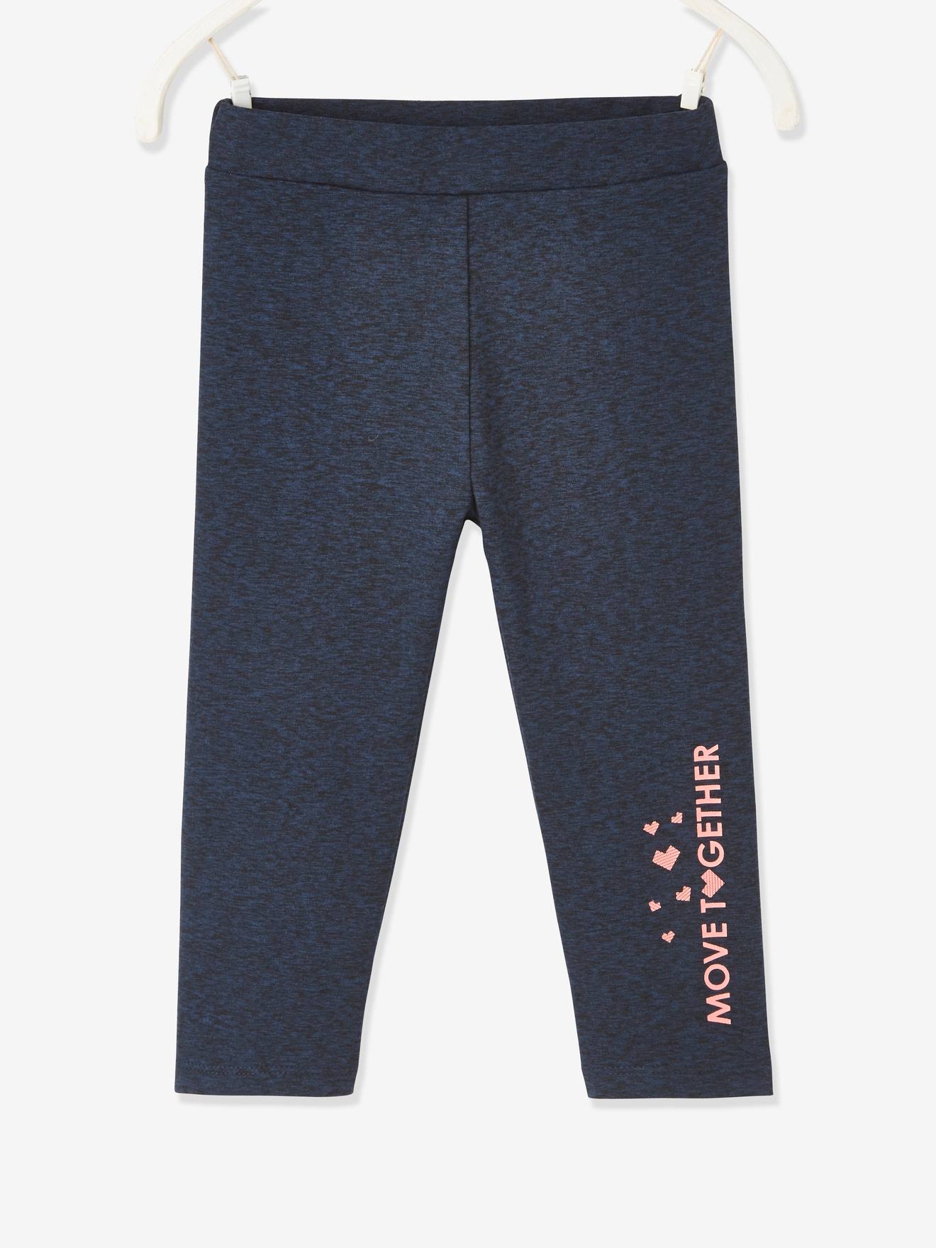 Legging de sport forme corsaire fille matière technique navy