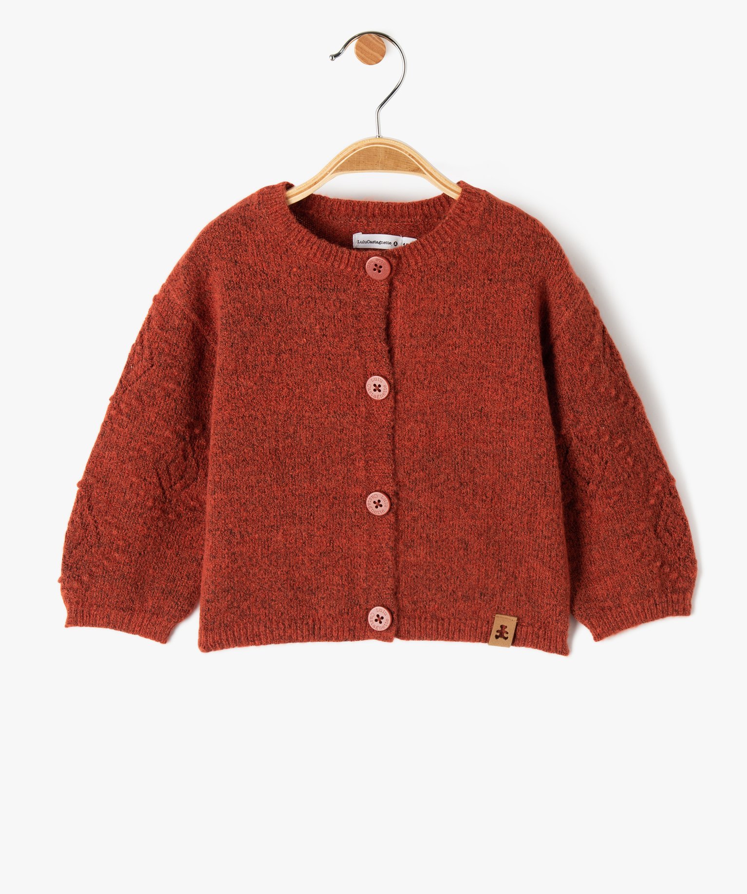Gilet bébé fille avec manches fantaisie - LuluCastagnette rouge fonce | GEMO