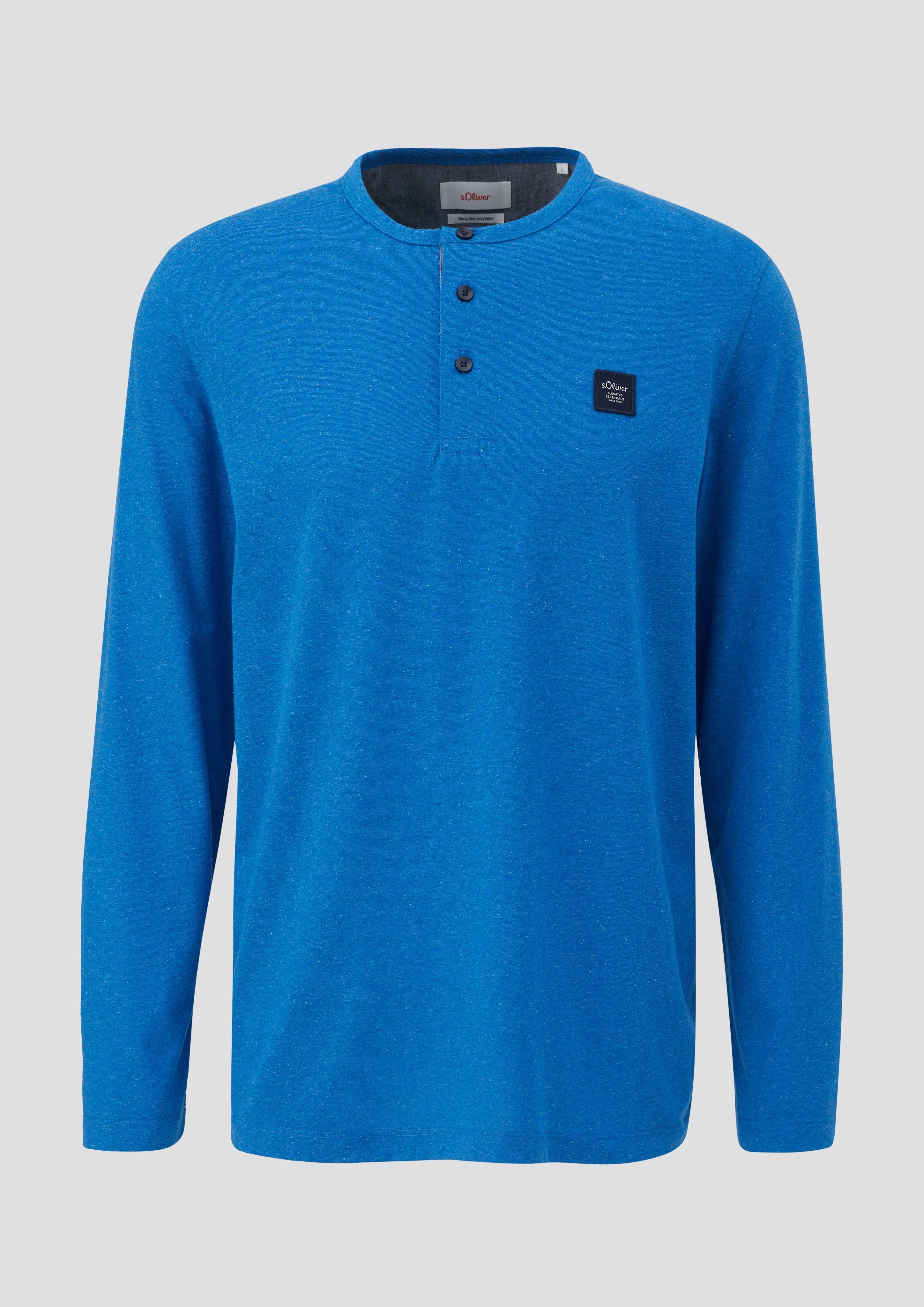 Meliertes Longsleeve mit Henleyausschnitt  2138648-55W2