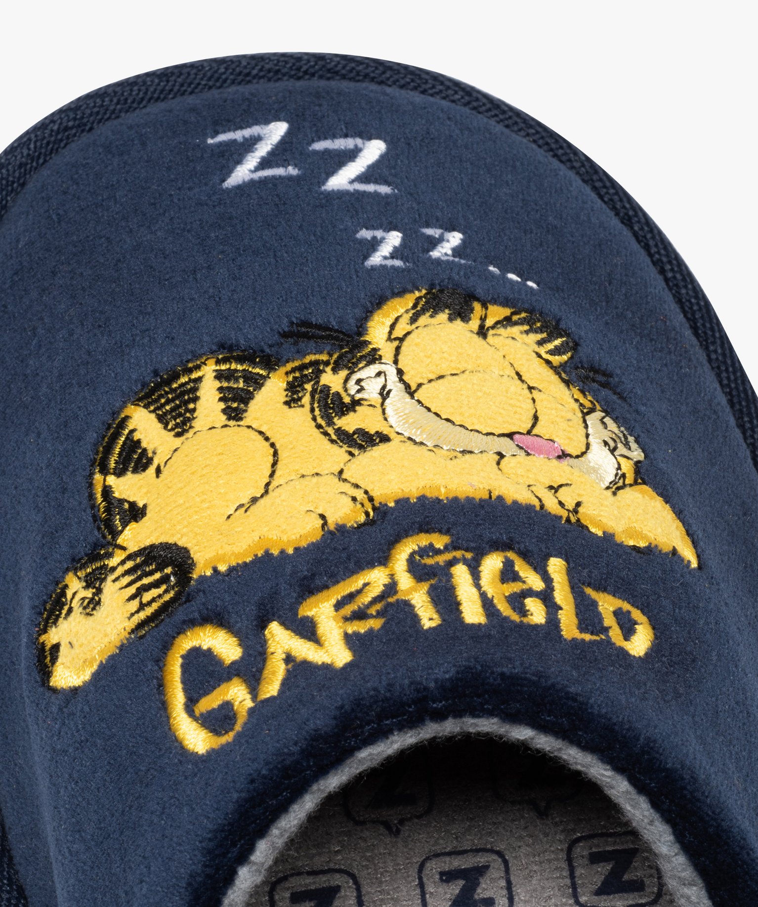 Chaussons homme mules en velours brodé – Garfield marine | GEMO