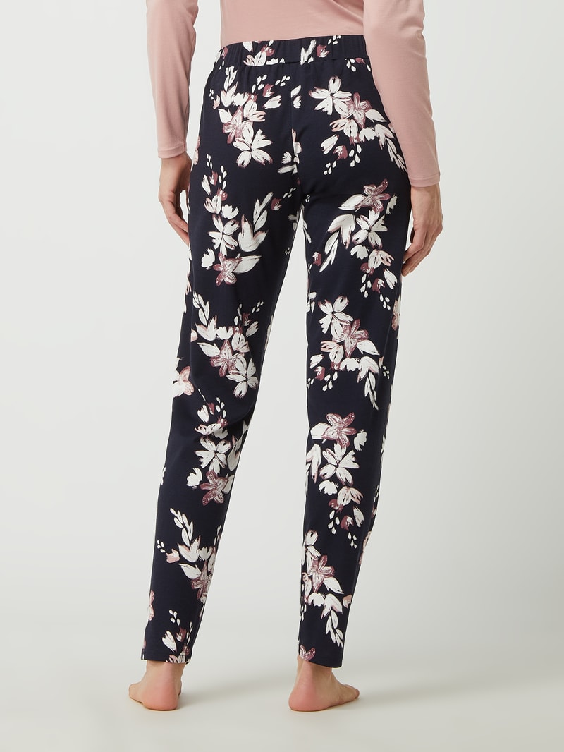 Pyjama-Hose mit floralem Muster in marineblau