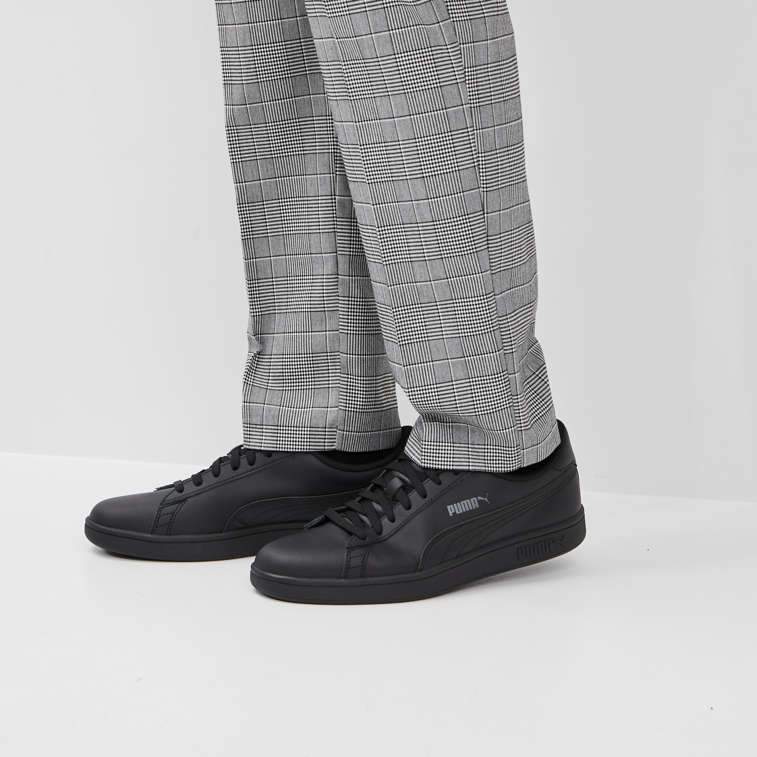 Tennis à lacets en cuir Puma Smash noir homme | La Halle
