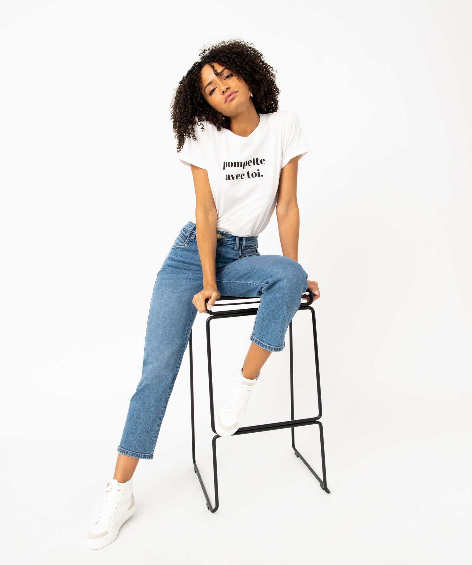 Tee-shirt à manches courtes avec message femme ecru | GEMO