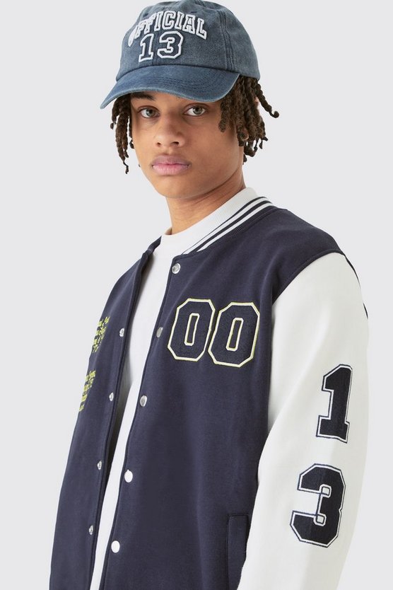 Jersey-Bomberjacke mit Aufnähern