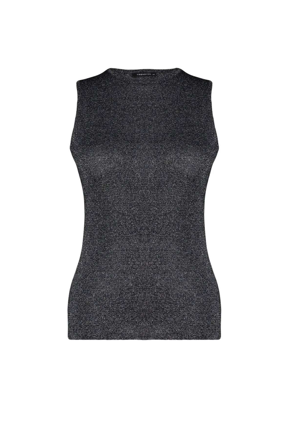 Trendyol Curve  Schwarze, figurbetonte, dünne, glänzende Strickbluse TBSSS23AF00019