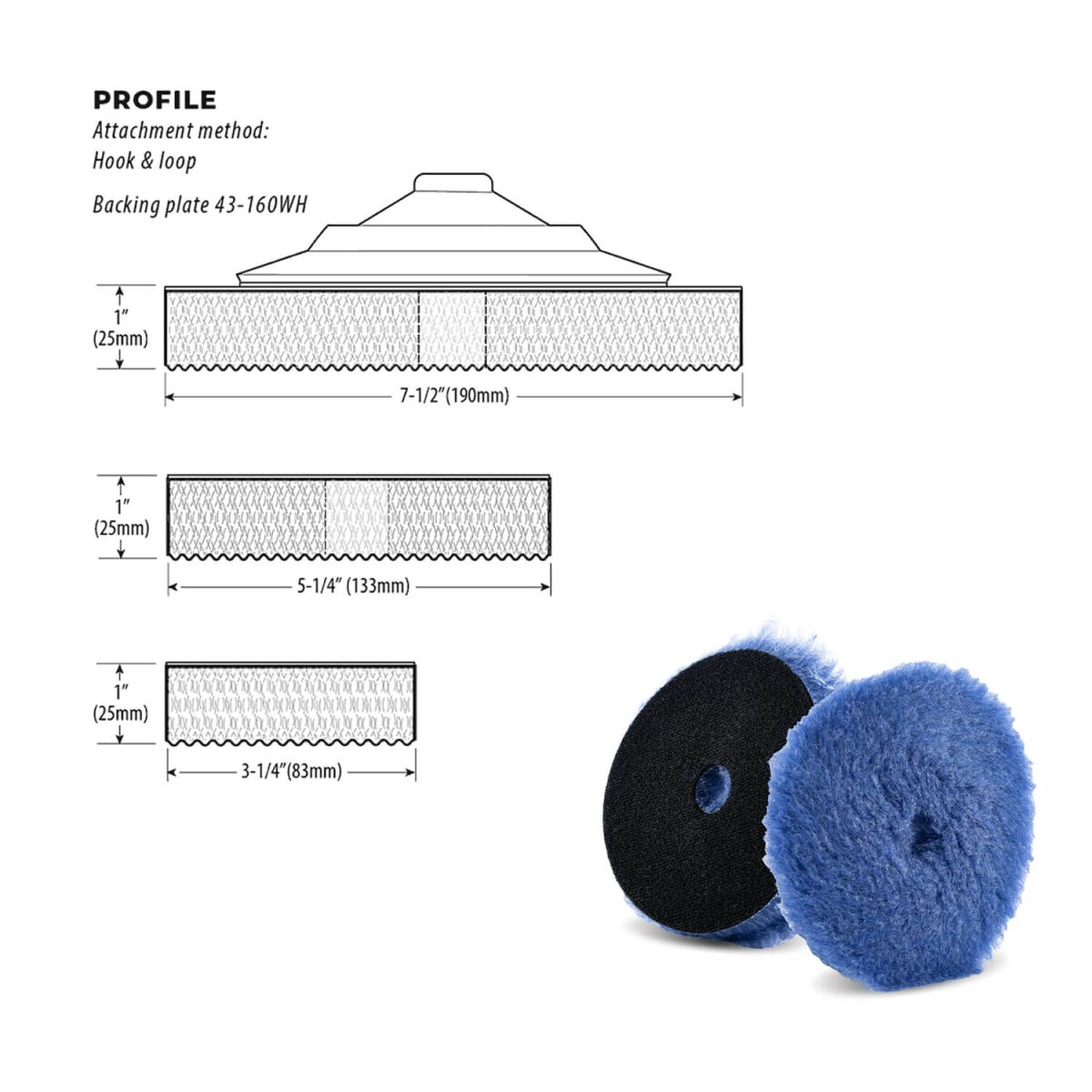 Lake Country Hybrid Woll-Pad blau 75mm