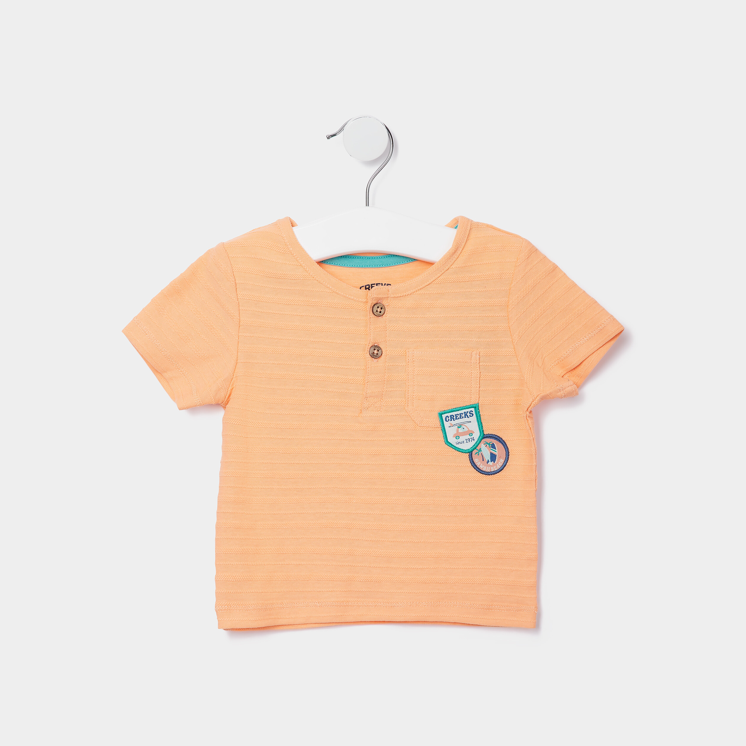T-shirt manches courtes Creeks orange corail bébé garçon | La Halle