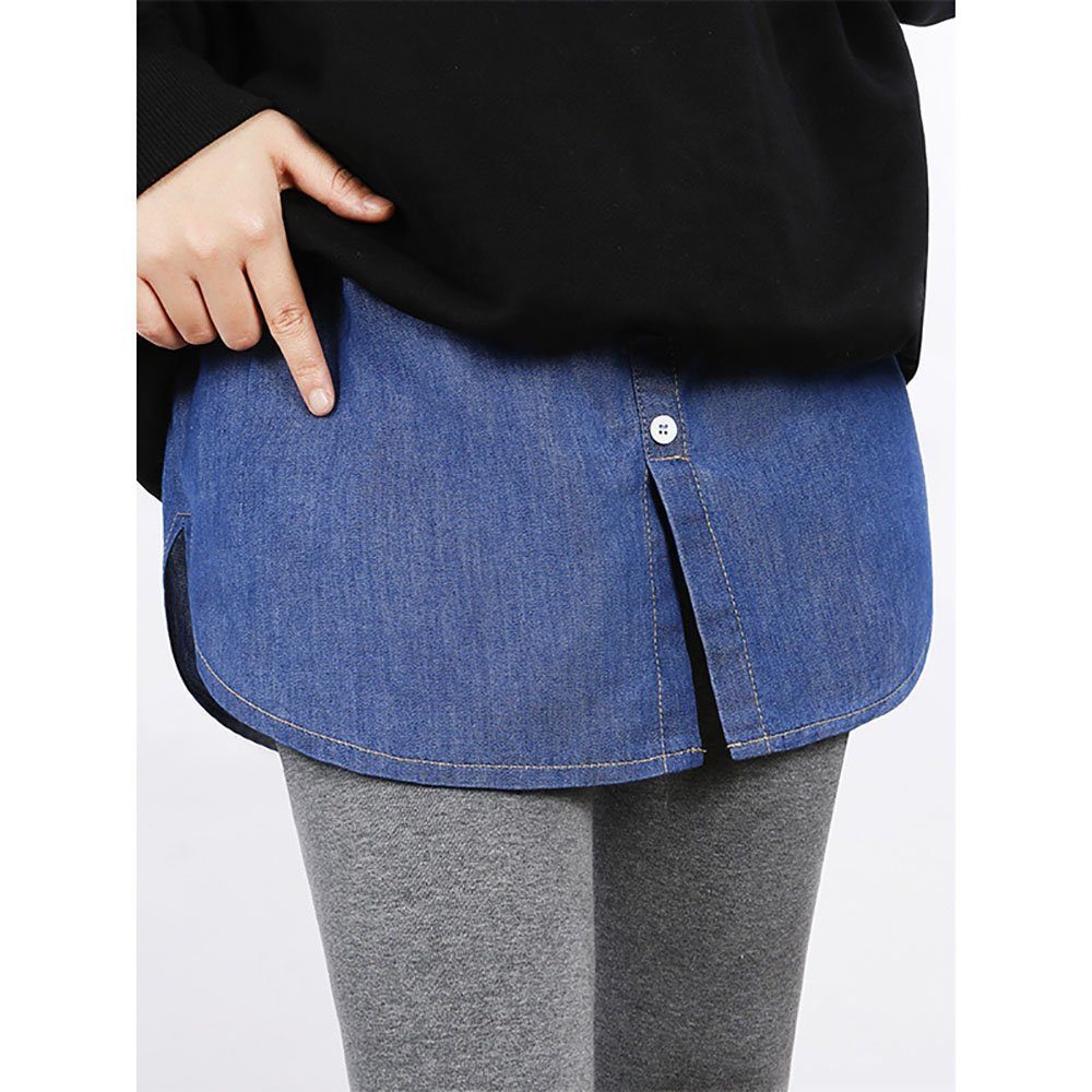 Apharte Unterrock Minirock Unterer Sweep-Saum Hemd Verlängerung Extender Rock Layering (1-tlg) Tops Saum Shirt Extender mit Elastischem Taillenband Denim-Material