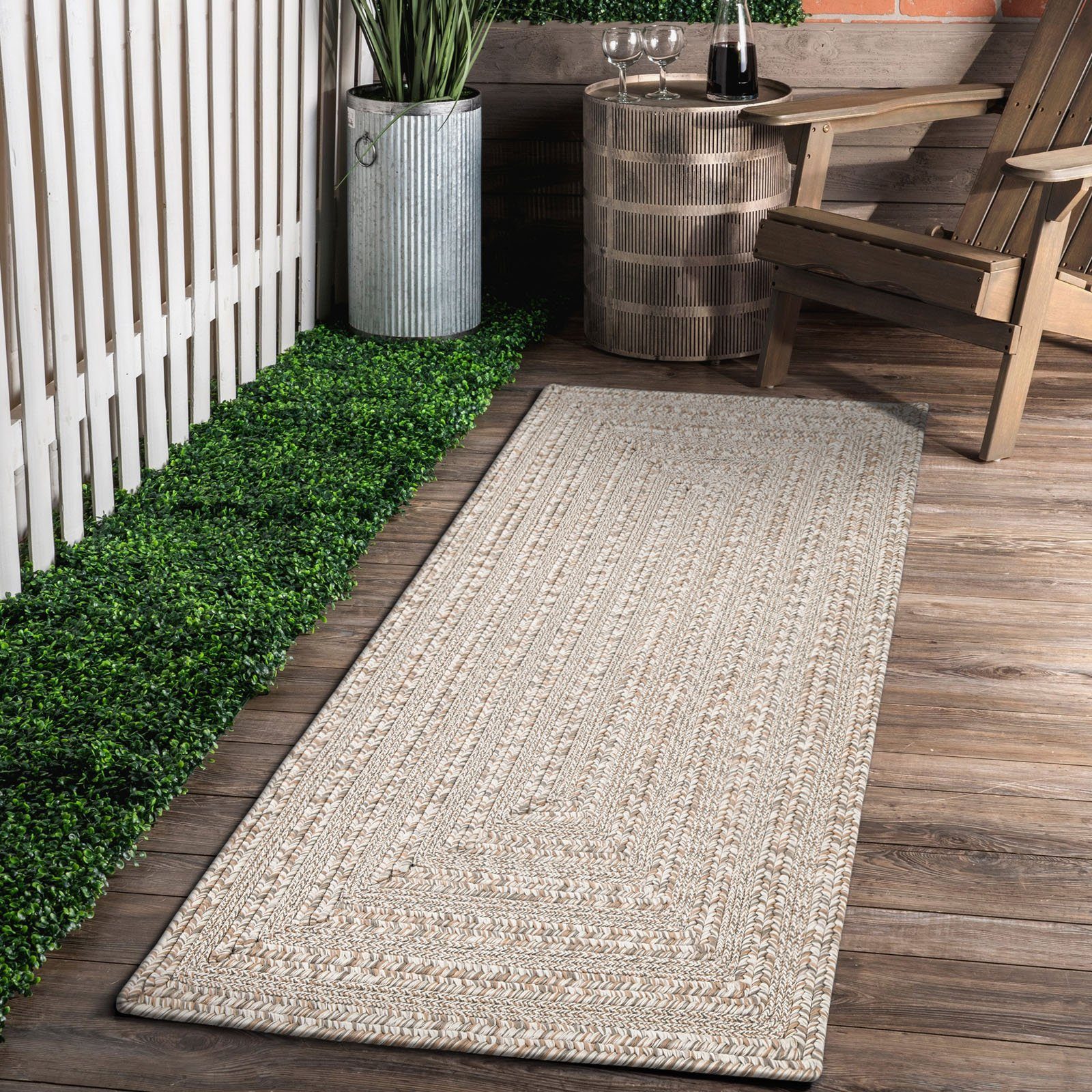Outdoorteppich Azure, Taleta, Höhe: 7.5 mm, In-, Outdoor Teppich Wetterfest, Handgewebt, Balkon Teppich, Garten Teppich, Wohnzimmer Teppich, 70 × 140 cm