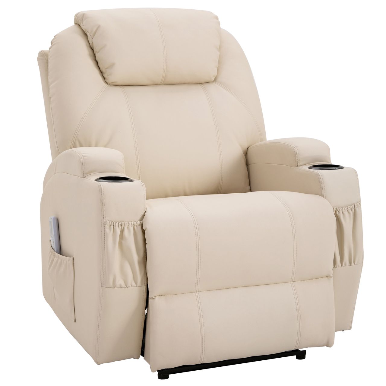 HOMCOM Massagesessel elektrisch Relaxsessel Fernsehsessel Liegefunktion Beige
