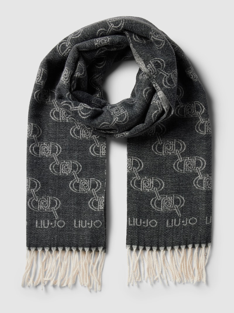 Schal mit Label-Stitching Modell 'Stola' in schwarz