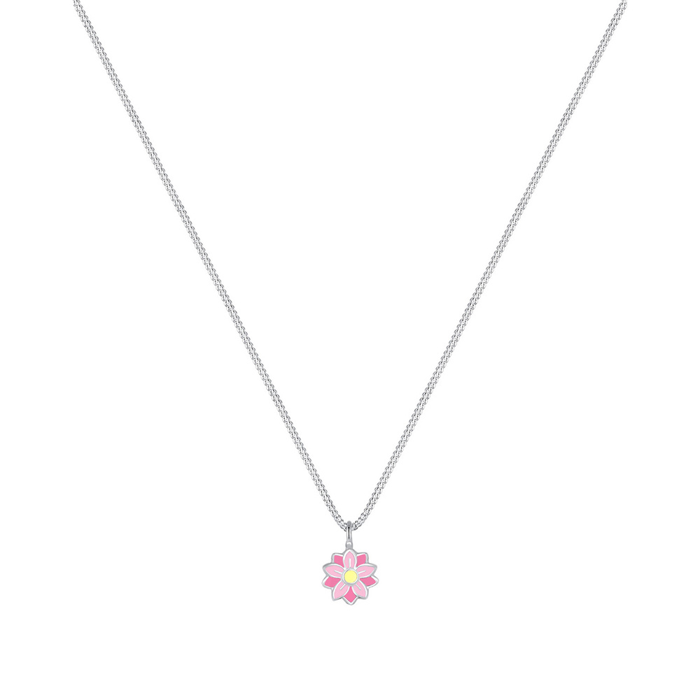 Elli Elli Collier Femme Pendentif Fleur Pastel Émail - (925/1000) Argent collier