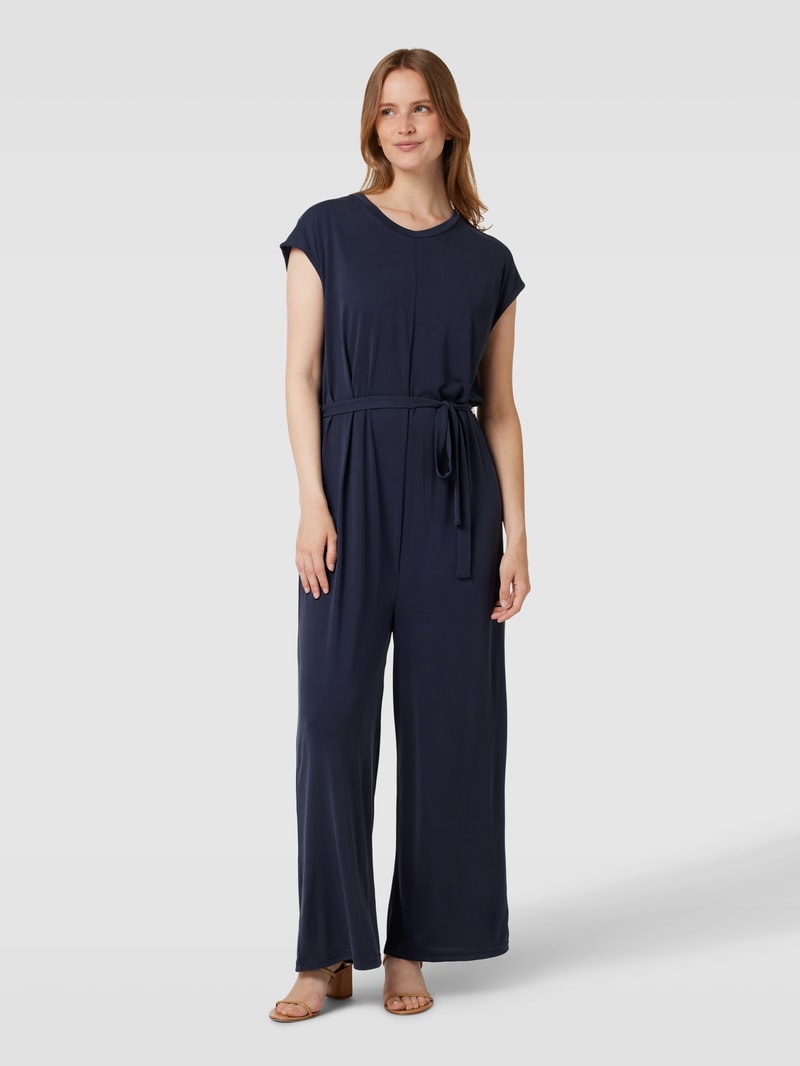 Jumpsuit mit Bindegürtel Modell 'Zenia' in marineblau