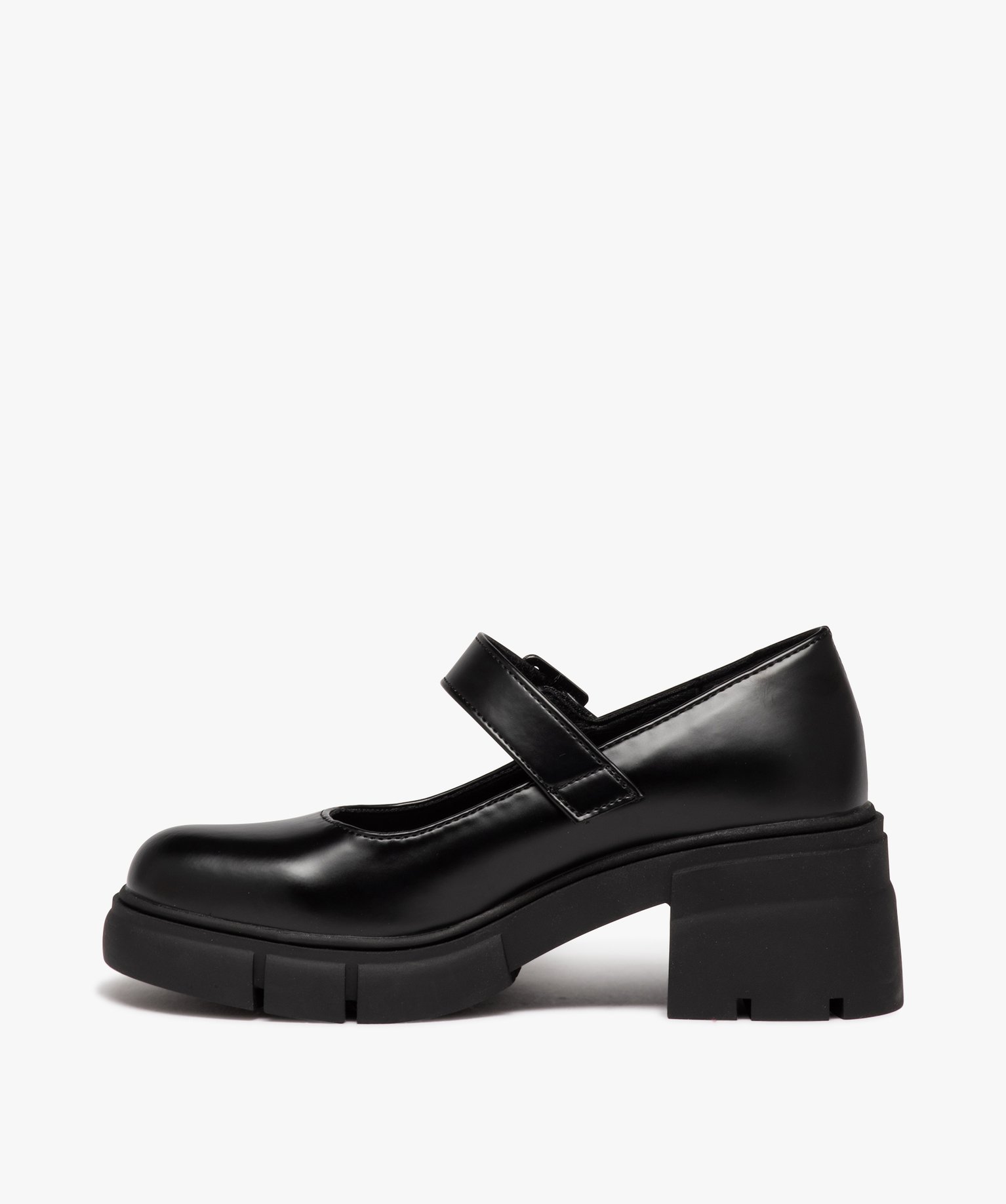 Ballerines fille unies à talon large et semelle crantée noir | GEMO
