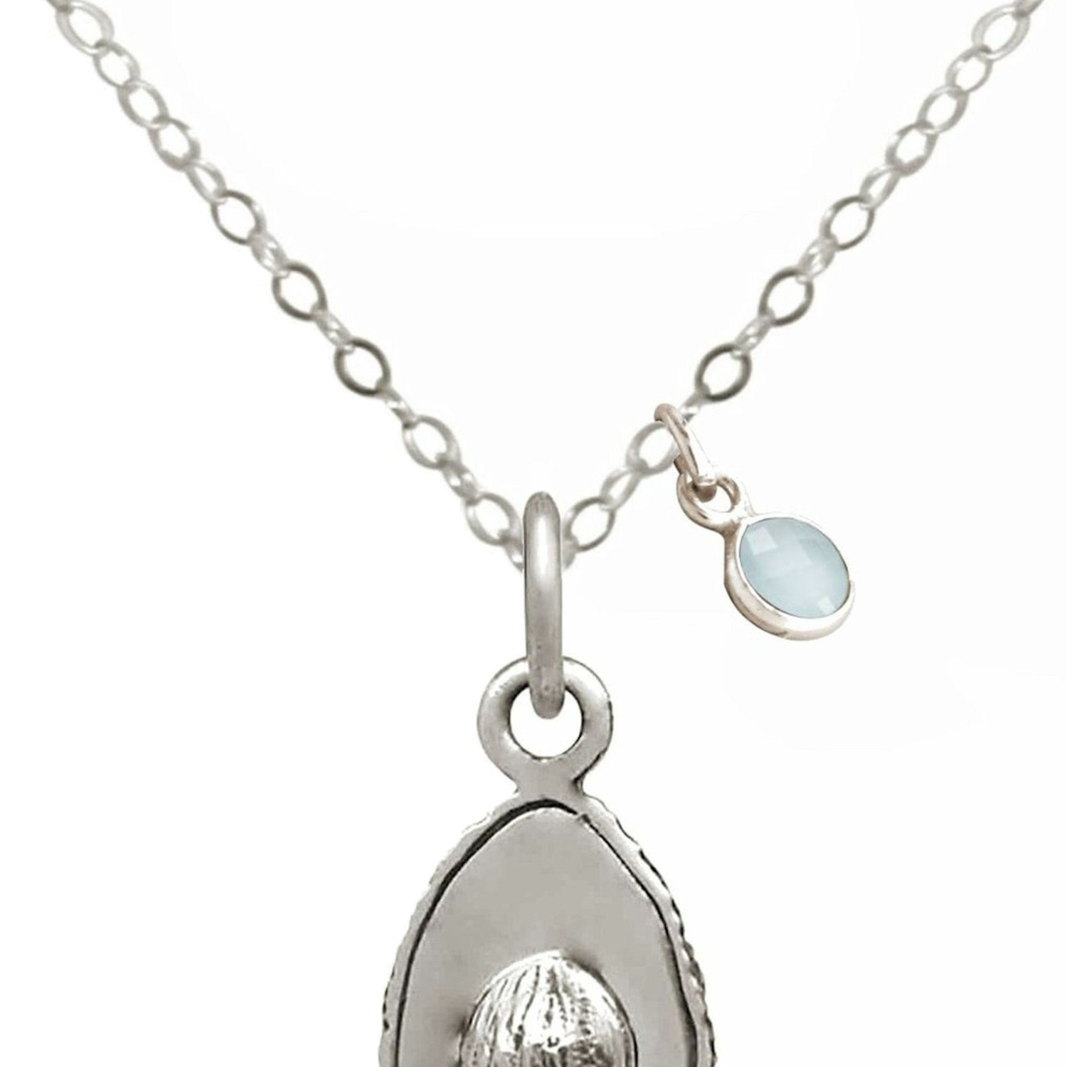 Kette mit Anhänger 'Avocado Superfood Chalcedon'