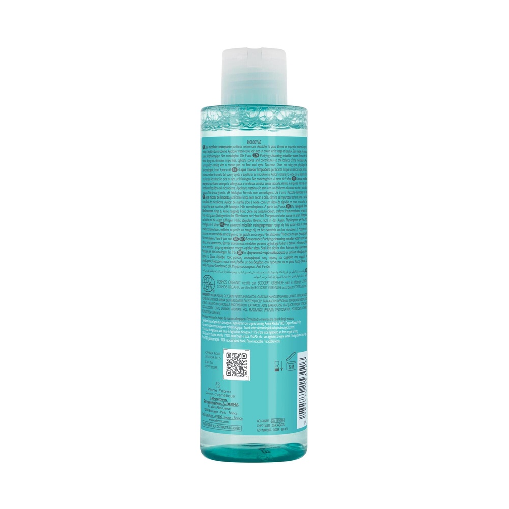 A-Derma Biology AC Eau micellaire purifiante bio  200ml Eau micellaire