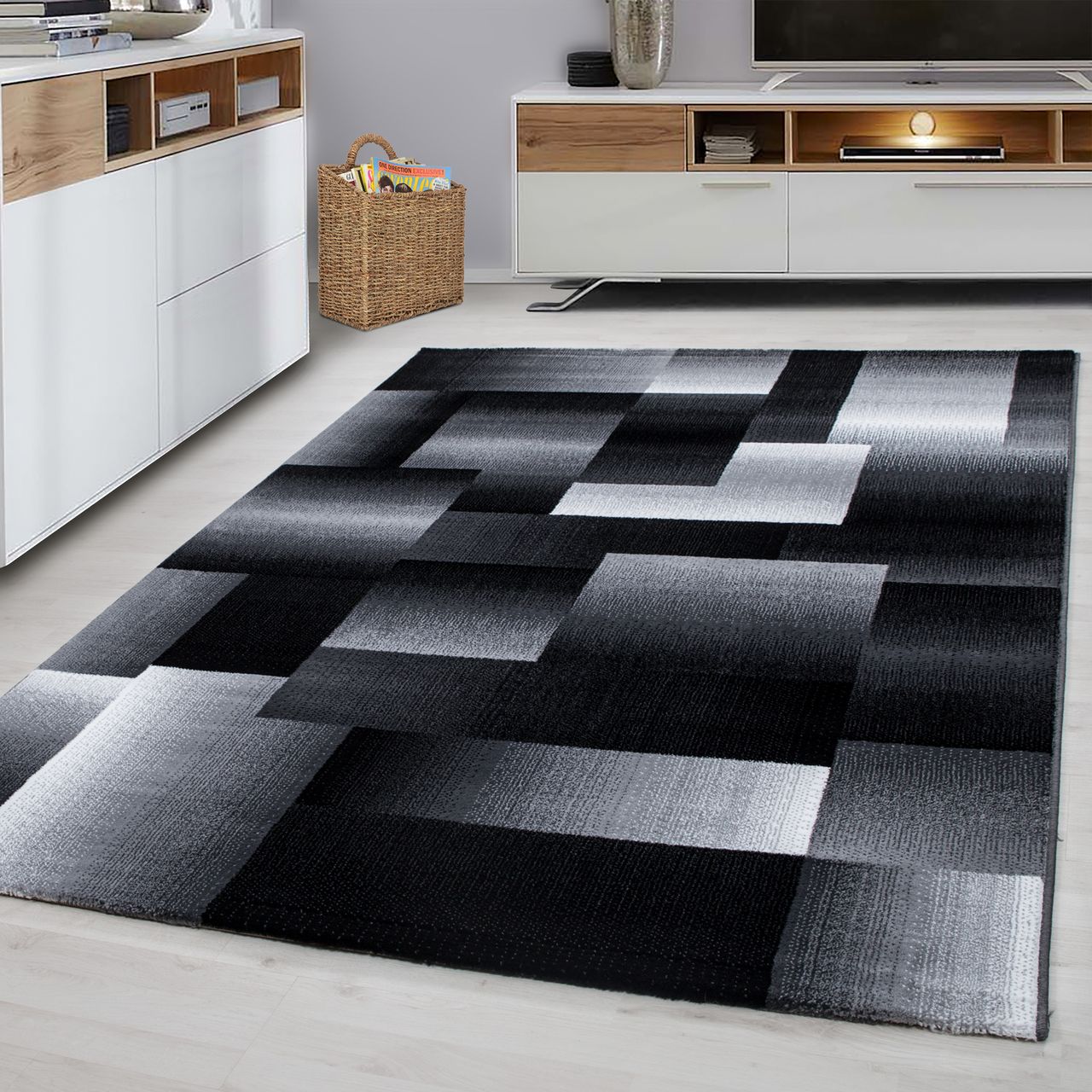 Ayyildiz Teppich, MIAMI 6560, BLACK, 80 x 150 cm