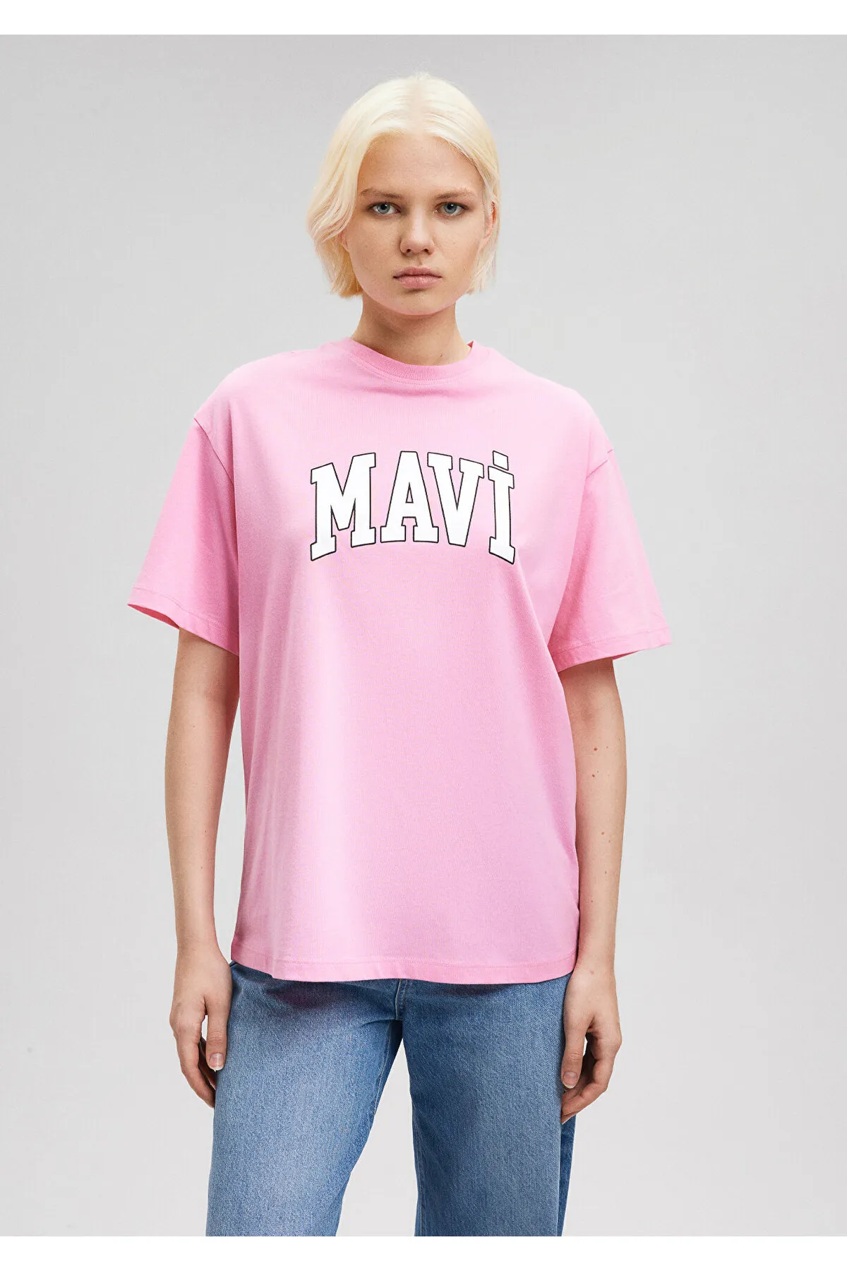 Mavi  Rosafarbenes T-Shirt mit Logo-Print, Übergröße/weiter Schnitt 1600843-71032