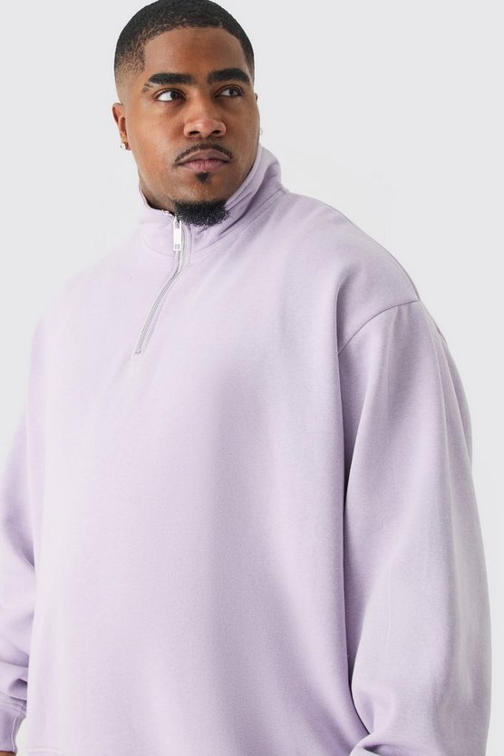 Plus kastiges Oversize Sweatshirt mit 1/4 Reißverschluss