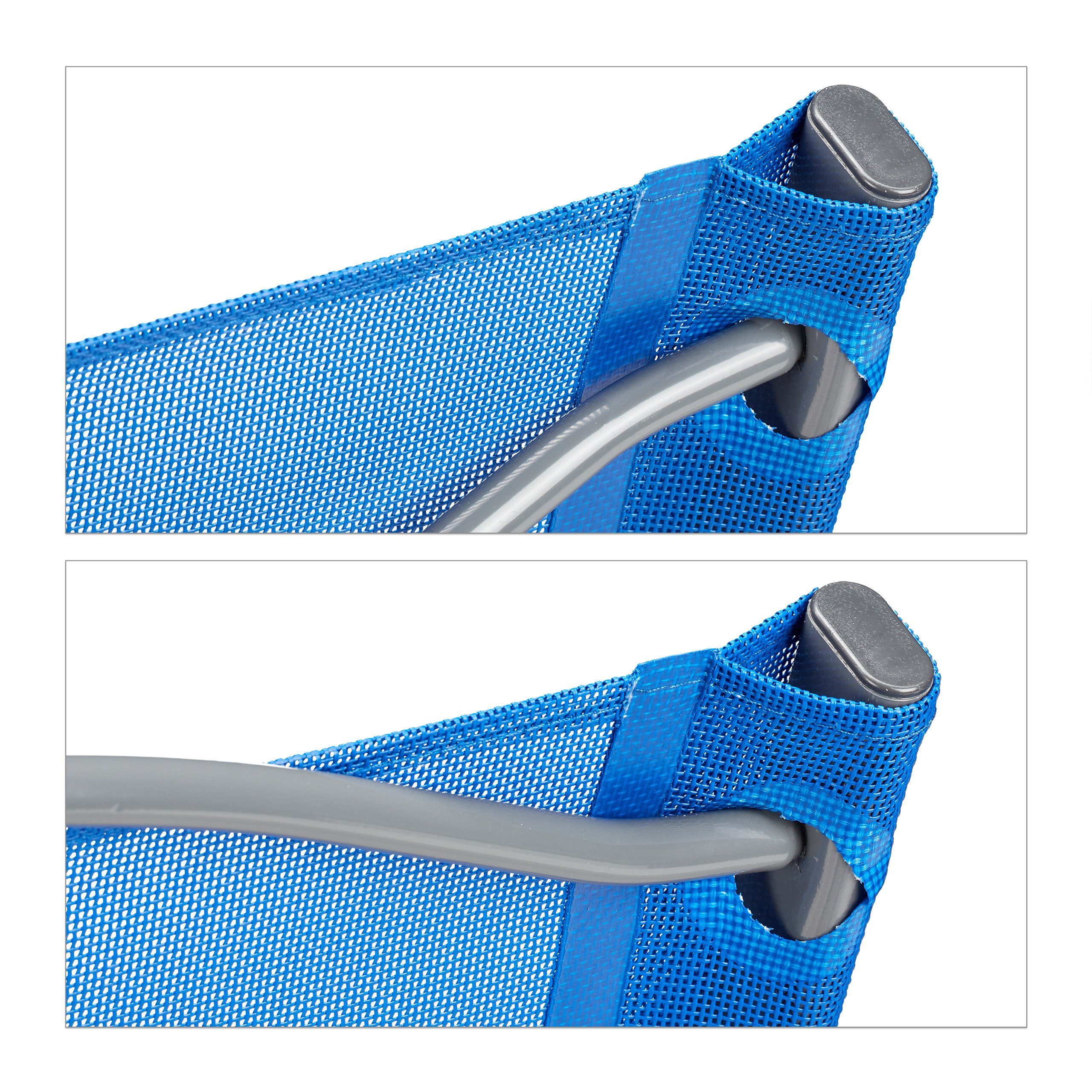 relaxdays Klappstuhl Klappbarer Gartenstuhl 2er Set blau