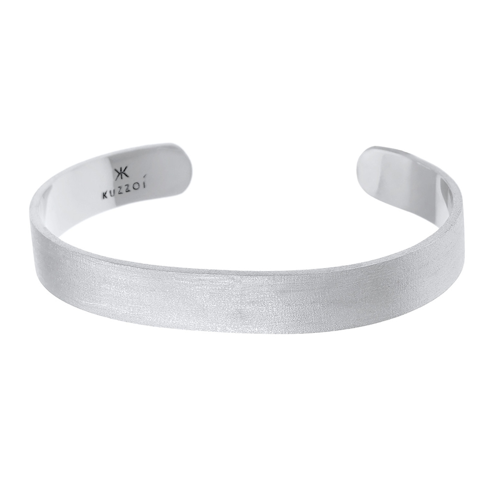 KUZZOI KUZZOI Bracelet Bracelet homme ouvert Matt Wide Basic en 925/1000 argent massif Bracelet