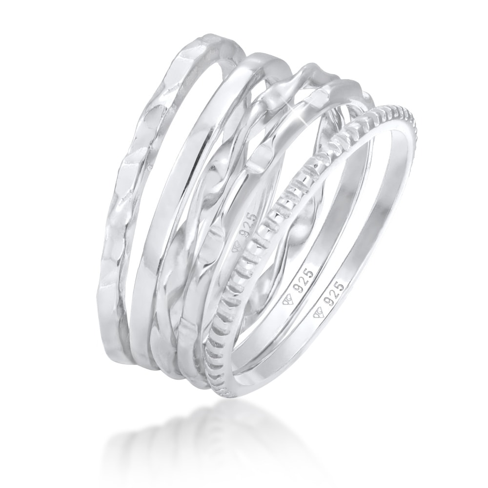 Elli Elli Bague Bagues superposées pour femmes - Lot de 5 - Tendance minimale filigran Bague