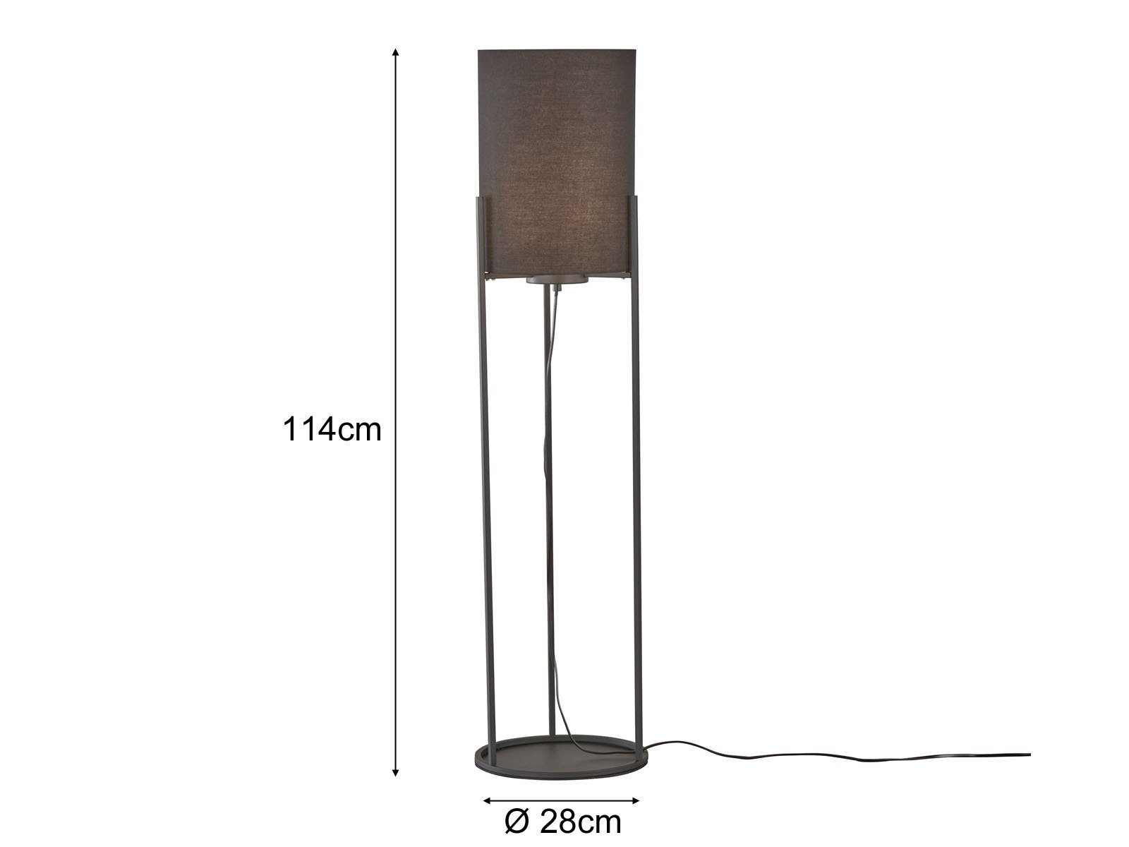 meineWunschleuchte LED Stehlampe, Leuchtmittel dimmbar, LED wechselbar, Warmweiß, kleine Designer Bodenlampe innen 114cm Lampen-Schirm Stoff LED dimmbar