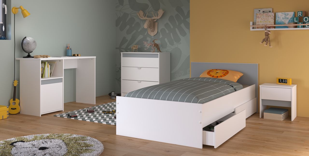 Parisot Kinderzimmer, 5-tlg., Pirouette 25 - Farbige Einsätze drehbar - Rosa oder Grau