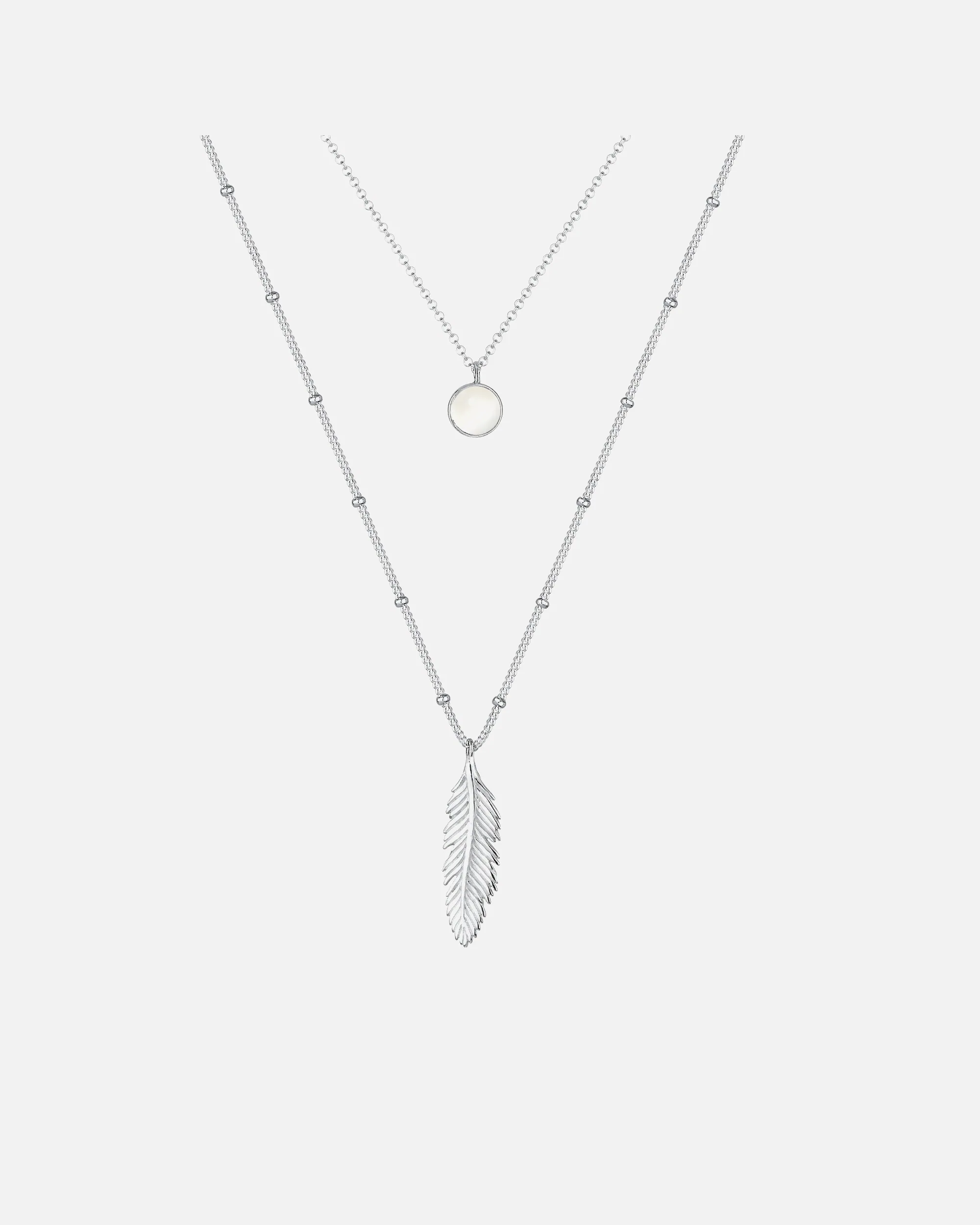 Collar Elli Plume Layer Moonstone para mujer - (925/1000) Plata