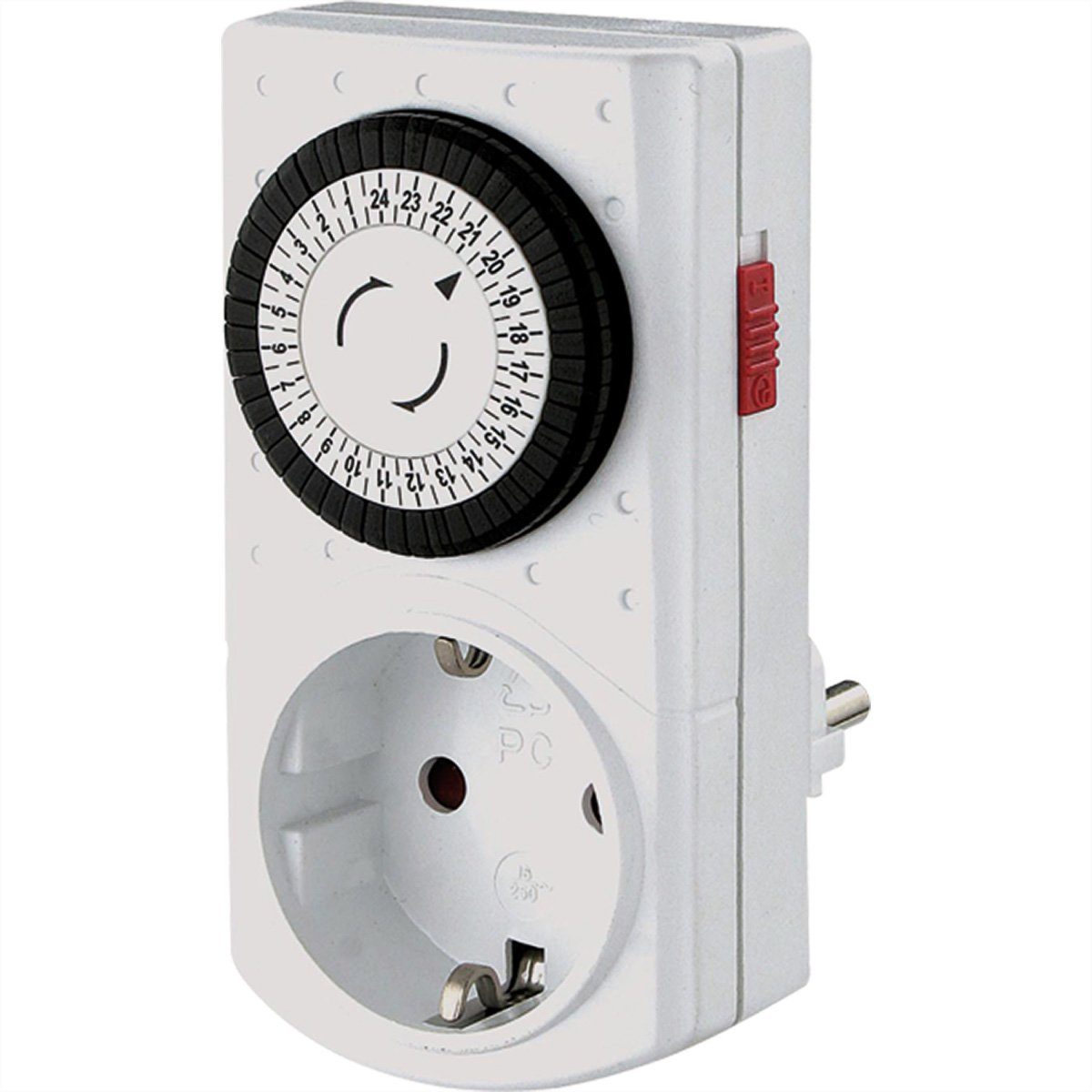 Bachmann Mini Timer Mechanisch 24h Steckdosenleiste (Kabellänge 0 m), Weiß Kleinster Schaltabstand 30 Minuten