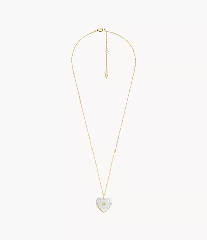 Fossil Kette Sutton Locket Collection Heart Perlmutt weiß