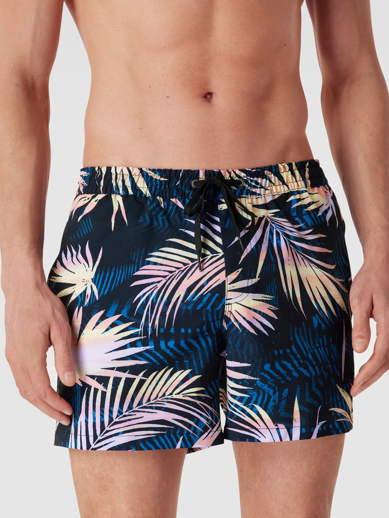 Badehose mit Allover-Muster in schwarz