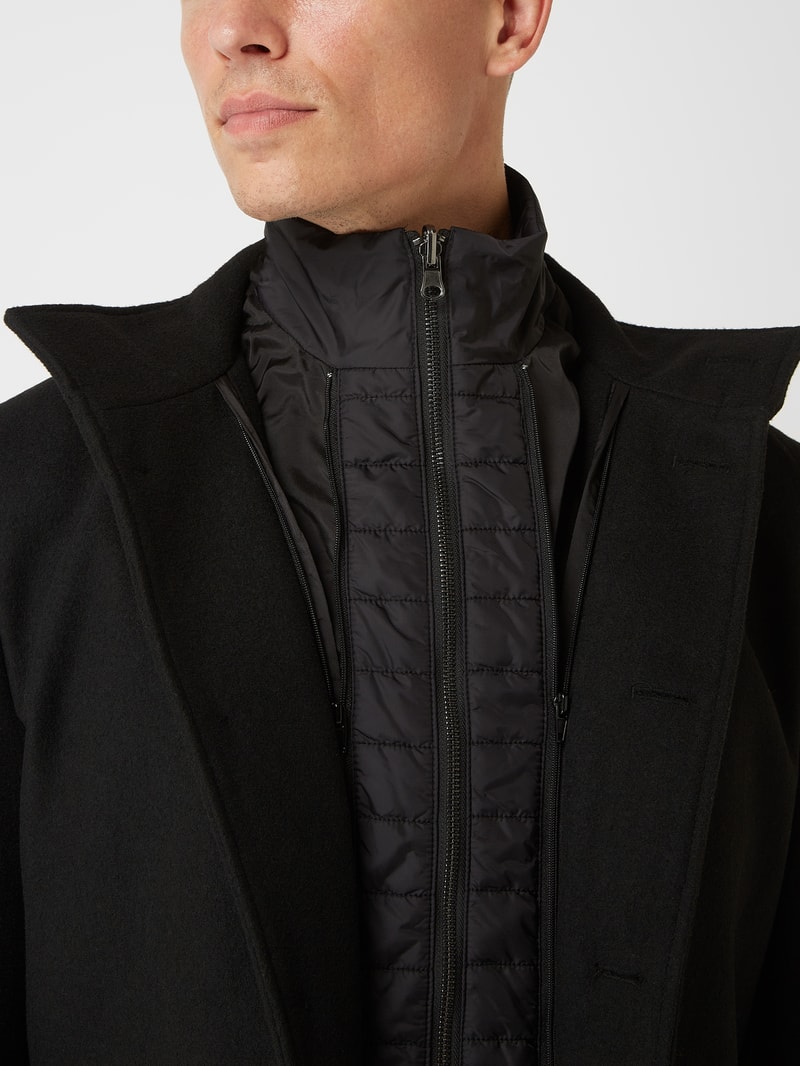 Kurzmantel aus Wollmischung im 2-in-1-Look Modell 'Ontario' in schwarz
