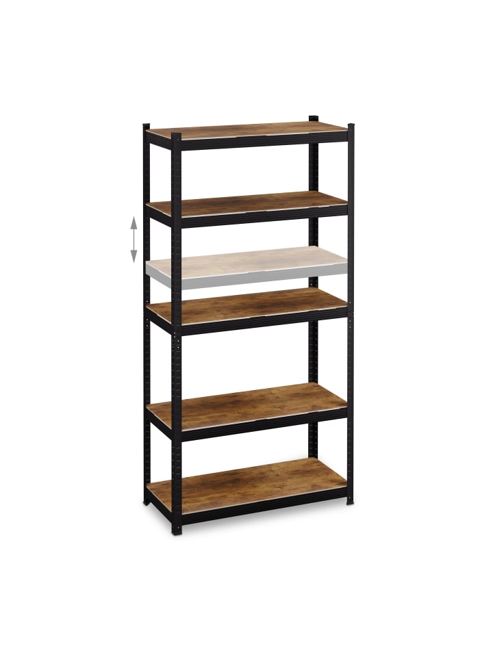 relaxdays Schwerlastregal in Schwarz/ Braun - (B)90 x (H)180 x (T)40 cm günstig kaufen onesize