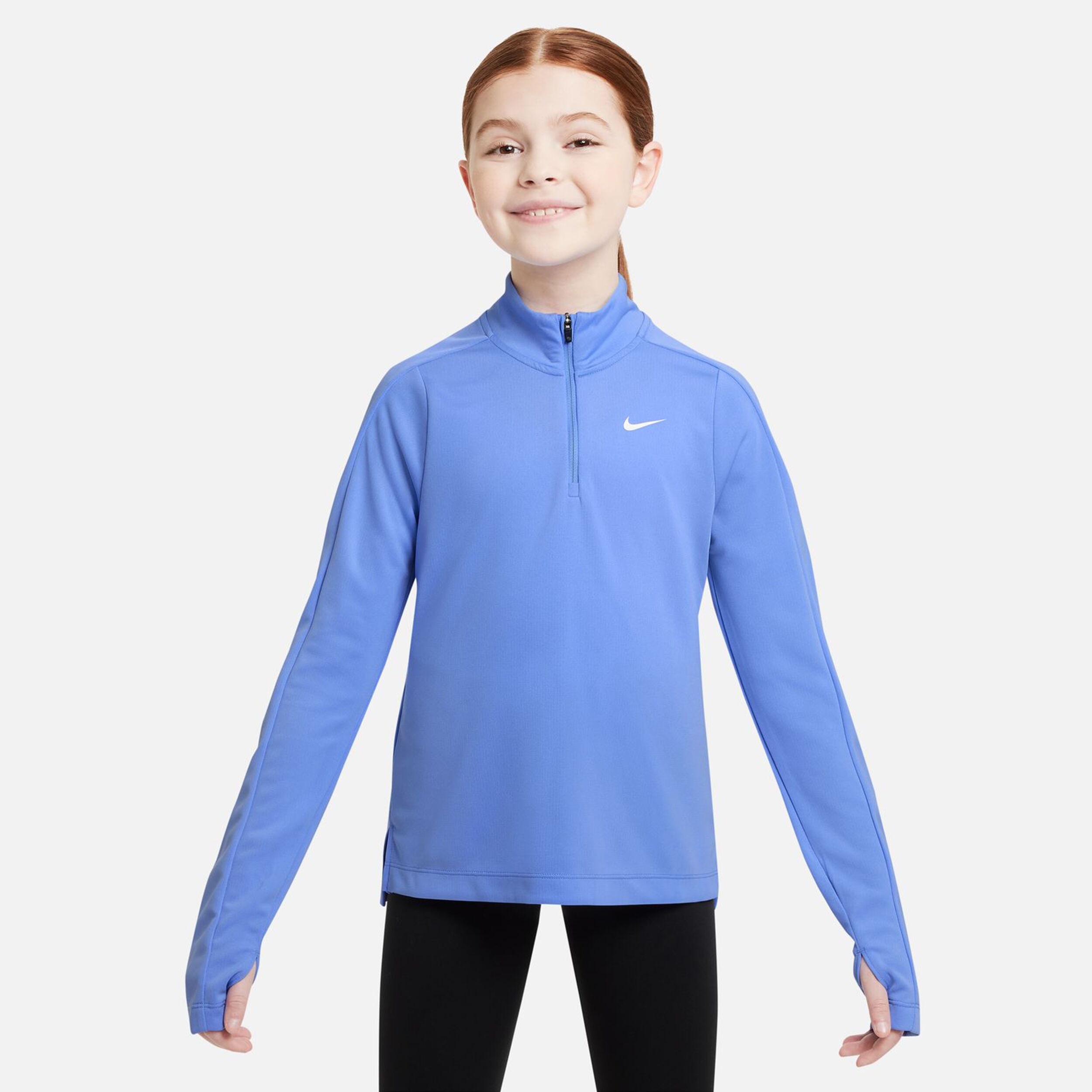 Dri-Fit Longsleeve Mädchen - Hellblau, Weiß