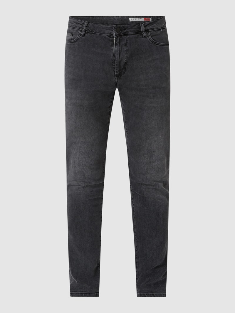 Skinny Fit Jeans mit Label-Patch in schwarz