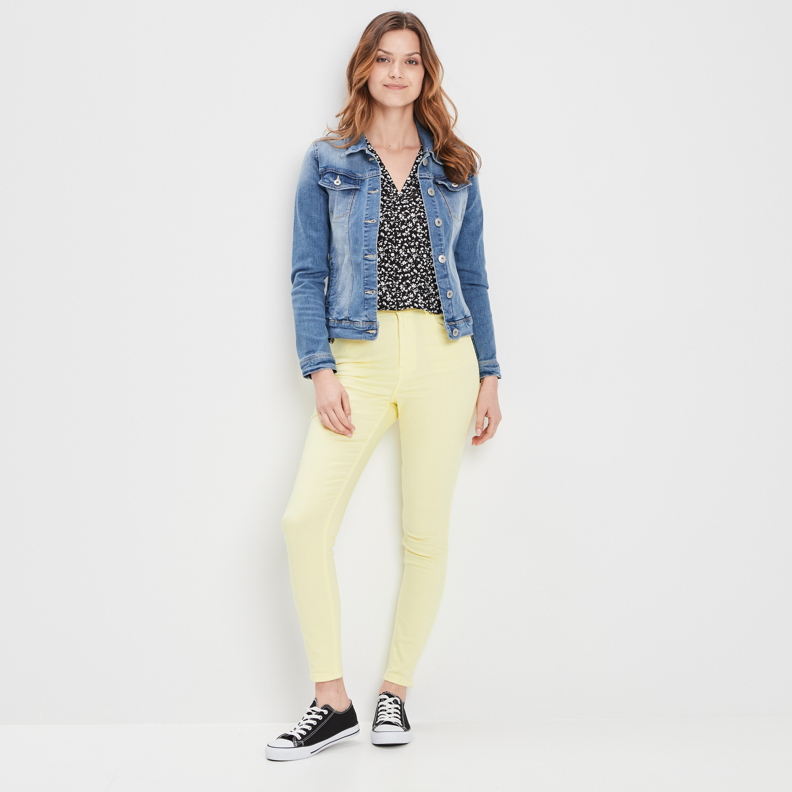 Veste droite en jean denim double stone femme | La Halle