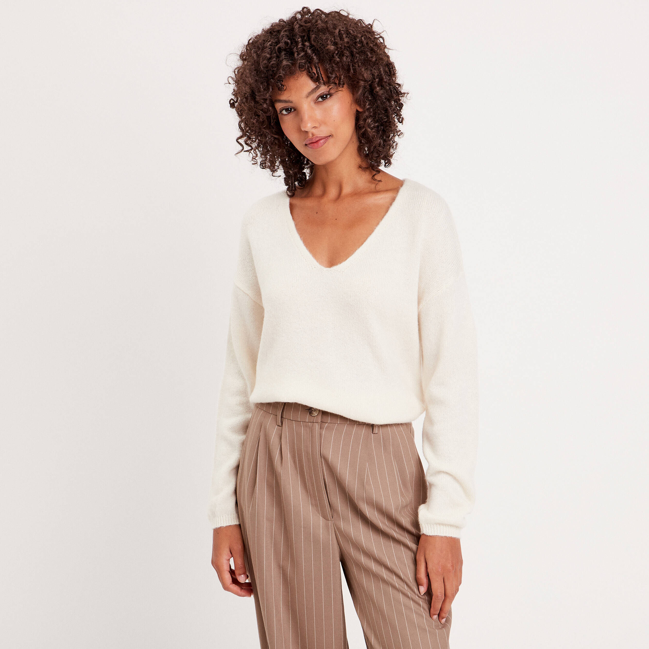 Pull manches longues ivoire femme | Cache Cache