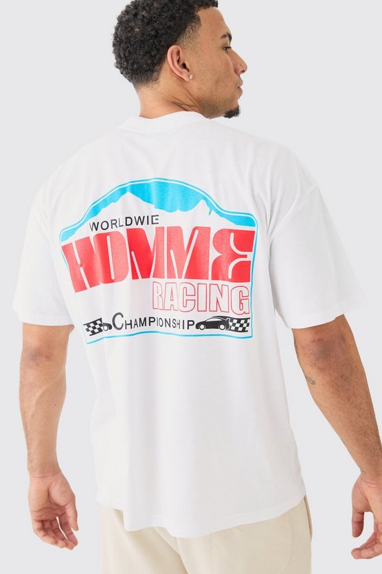 Oversize T-Shirt mit Homme Racing Print