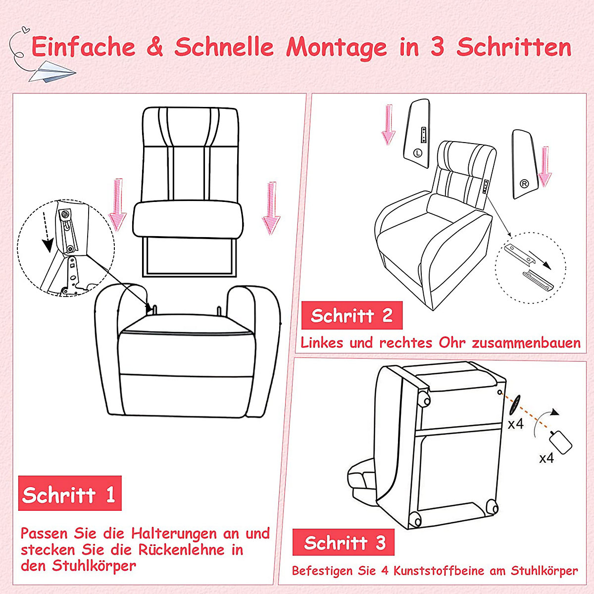 Kindersessel mit Liegefunktion Kindersofa 3-8 Jahre