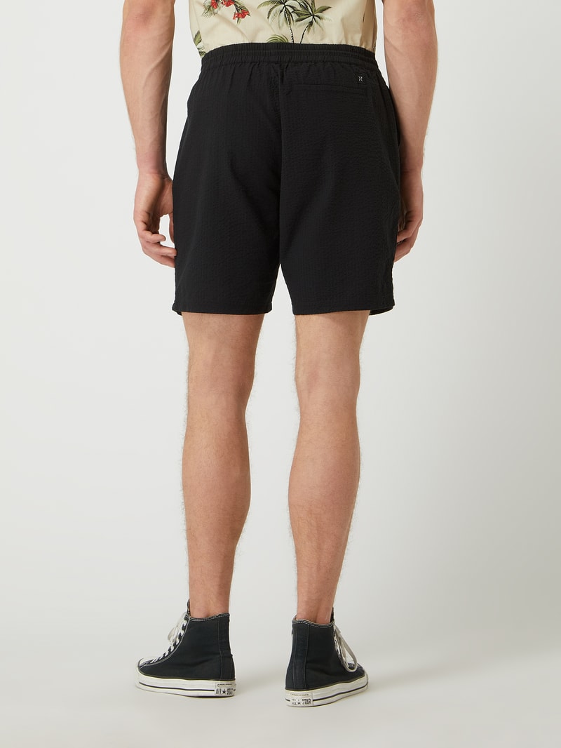 Sweatshorts aus Seersucker in marineblau